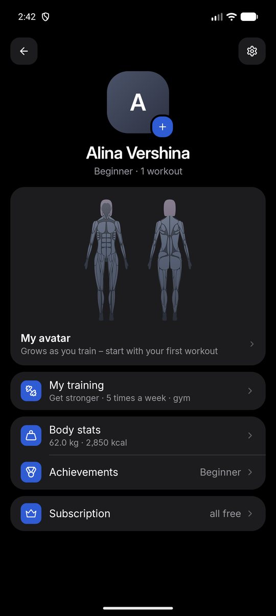 Movable app screen: Profile