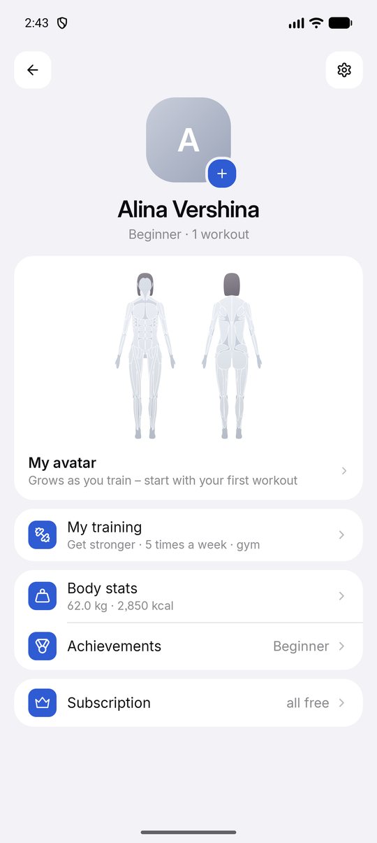 Movable app screen: Profile