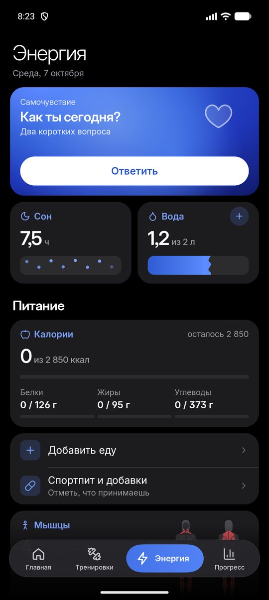 Экран приложения Movable: Энергия